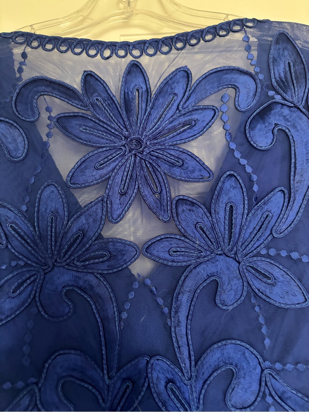 Sue Wong Royal Blue Embroidered V‑Neck Midi Dress - Picture 4 of 7